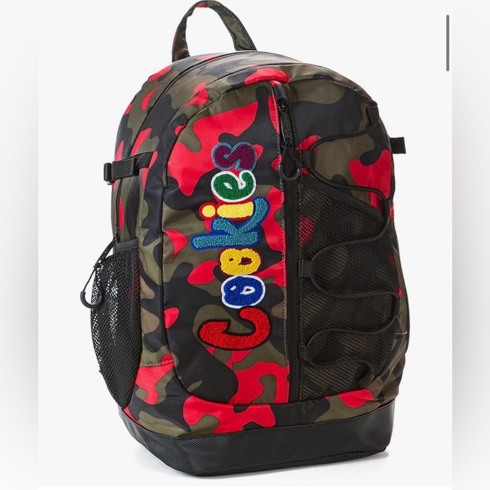 COOKIES Red Camo Backpack with colorful 'Cookies' Embroidery